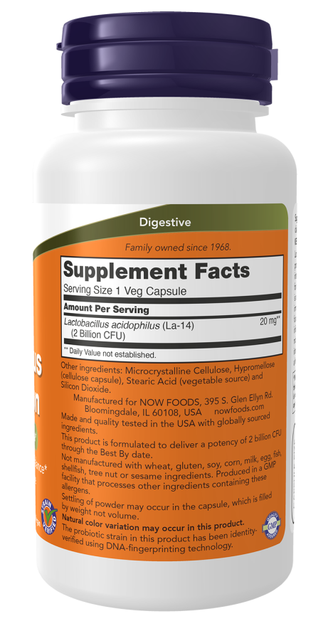 NOW Foods - Acidophilus Dve Milijardi, 100 kapsul - slika 2