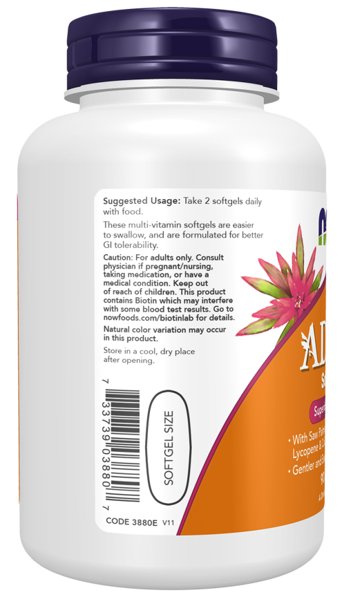 NOW Foods - Multivitamini ADAM za moške - 90 mehkih kapsul - slika 4