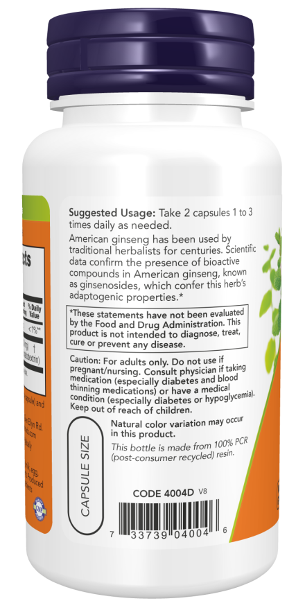 NOW Foods - Ameriški ginseng, 500 mg - 100 kapsul - slika 3