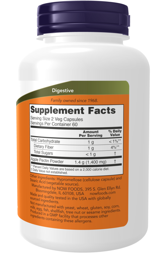 NOW Foods - Jabolčni pektin, 700 mg - 120 kapsul - slika 2