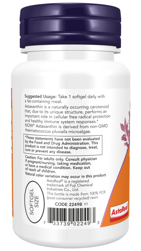 NOW Foods - Astaksantin, ekstra močan, 10 mg - 30 mehkih kapsul - slika 3