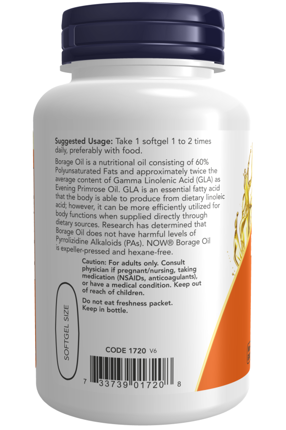 NOW Foods - Olje borage, 1000 mg - 60 mehkih kapsul - slika 3