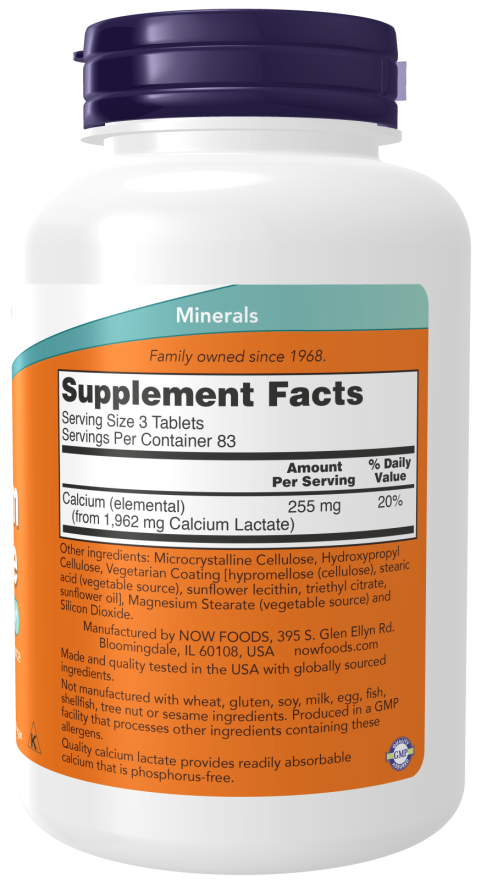 NOW Foods - Kalcijev laktat, 250 tablet - slika 2