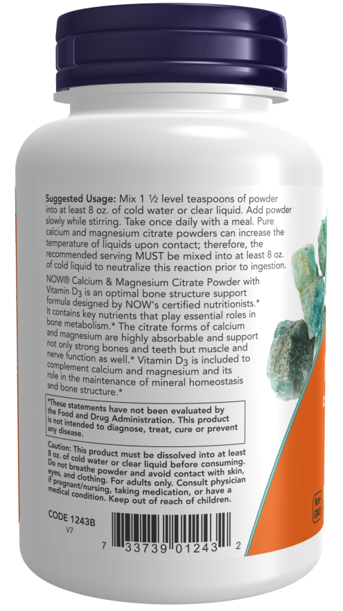 NOW Foods - Kalcij in magnezij, citratni prah z vitaminom D3 - 227g - slika 3