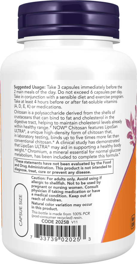 NOW Foods - Hitosan 500 mg z dodatkom kroma, 240 kapsul - slika 3