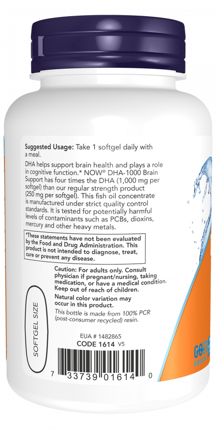 NOW Foods - DHA-1000 za podporo možganov - 90 mehkih kapsul - slika 3