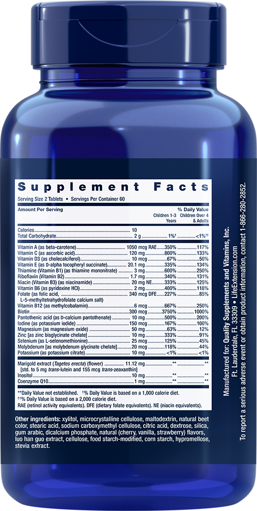 Life Extension - Otroški multivitamini z naravnim okusom jagodičevja, 120 žvečljivih tablet - slika 2