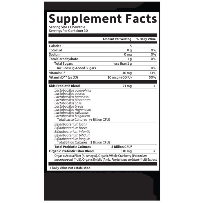 Dr. Formulated Probiotics - Organski probiotiki za otroke+, okus lubenice - 30 žvečljivih tablet - slika 2