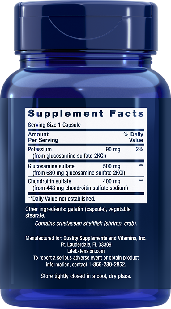 Life Extension - Glukozamin/Kondroitin kapsule - 100 kapsul - slika 2