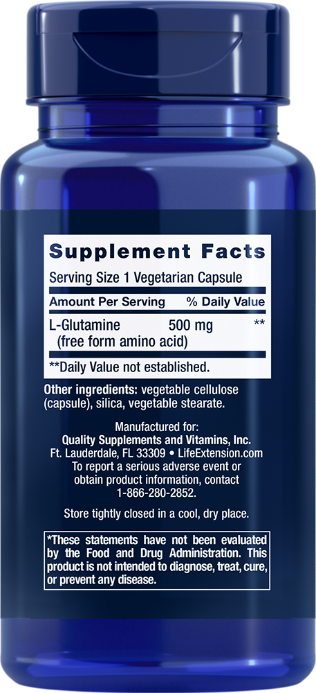 Life Extension - L-Glutamin, 500 mg - 100 kapsul - slika 2