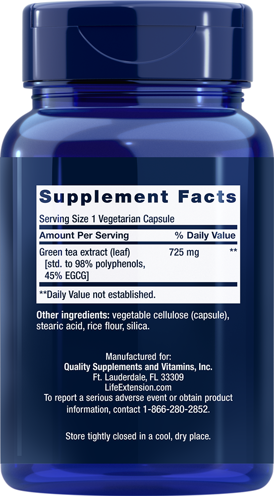 Life Extension - Mega zeleni čaj z ekstraktom kofeina, 100 kapsul - slika 2