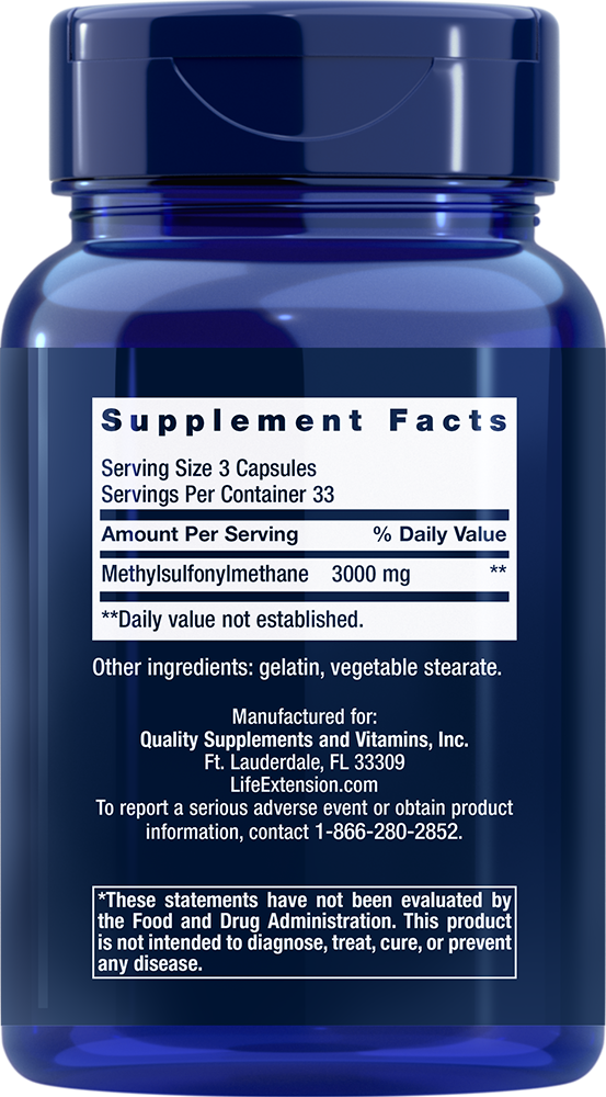 Life Extension - MSM 1000 mg, 100 kapsul - slika 2