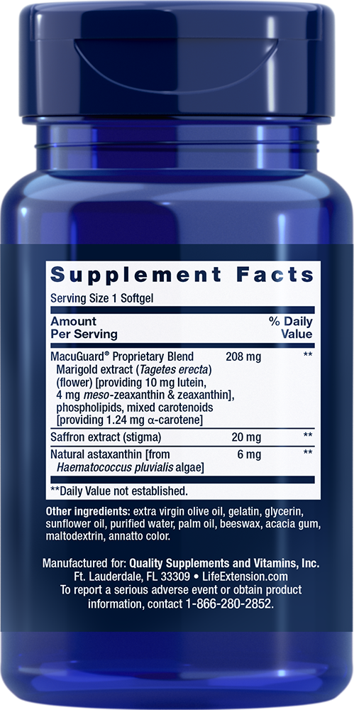 Life Extension - MacuGuard podpora za oči s šafranom in astaksantinom - 60 mehkih kapsul - slika 2