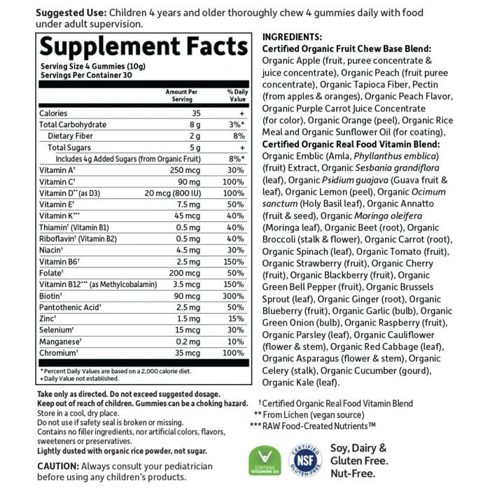 Mykind Organics - Otroški multivitaminski gumiji, organski sadni okus - 120 veganskih gumijev - slika 2