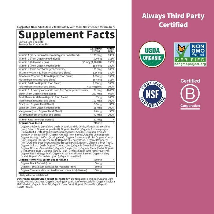 Mykind Organics - Multivitamini za ženske nad 40 let, 120 veganskih tablet - slika 2