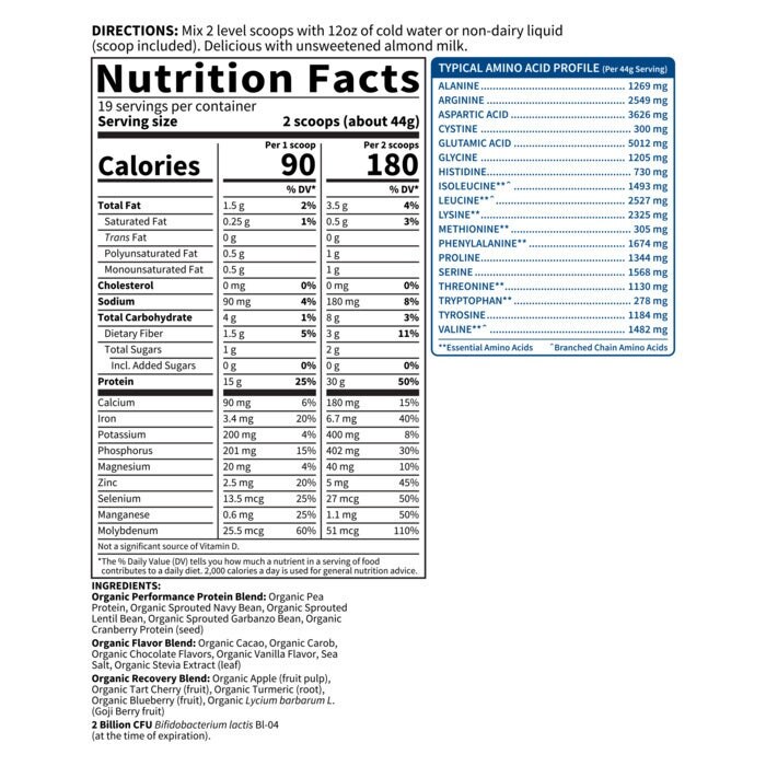Garden of Life - Športno ekološko rastlinsko beljakovinsko dopolnilo, čokolada - 840g - slika 2