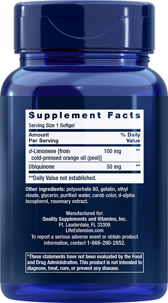 Life Extension - Super vpojni CoQ10 z d-limonenom, 50 mg - 60 mehkih kapsul - slika 2