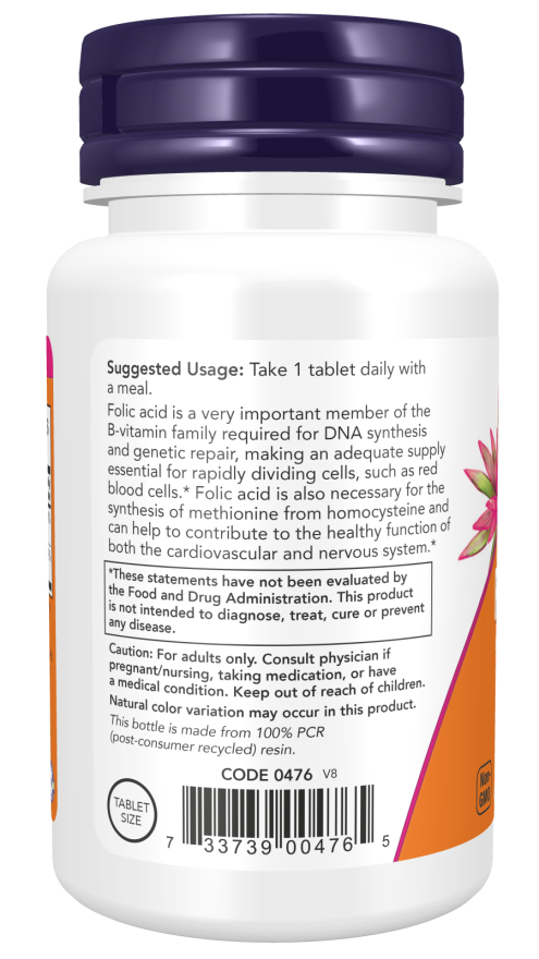 NOW Foods - Folna kislina z vitaminom B12, 800 μg na tableto + 250 tablete - slika 4