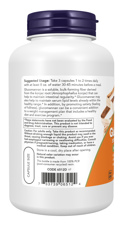 NOW Foods - Glukomanan iz korenine konjaka + 575 mg, 180 kapsule - slika 3