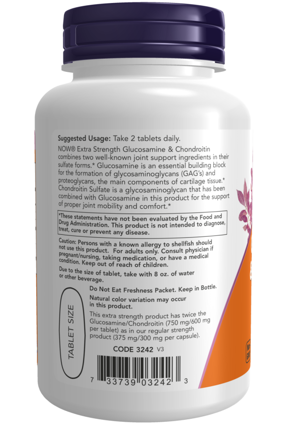 NOW Foods - Glucosamin & Chondroitin Ekstra Styrke - 60 tabletter - slika 3