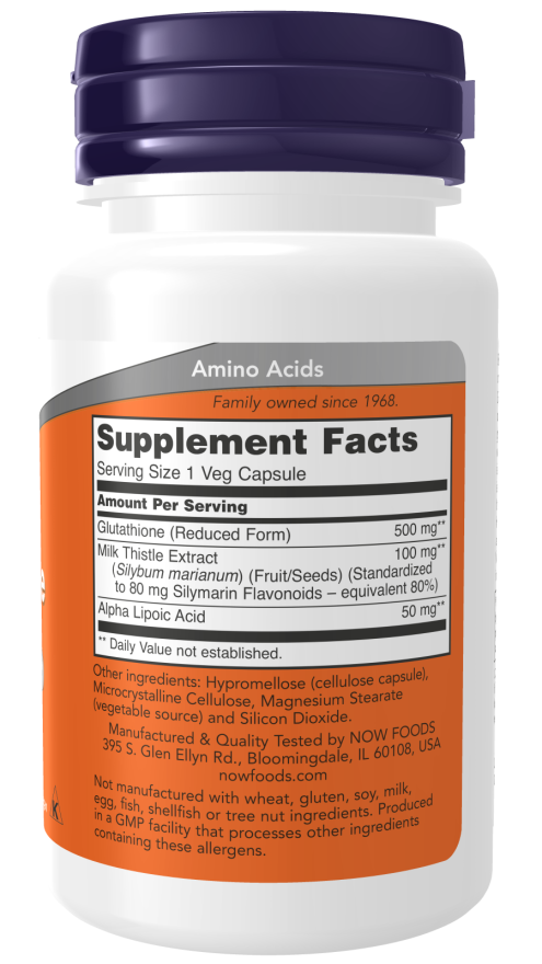 NOW Foods - Glutation, 500 mg - 120 kapsul - slika 2