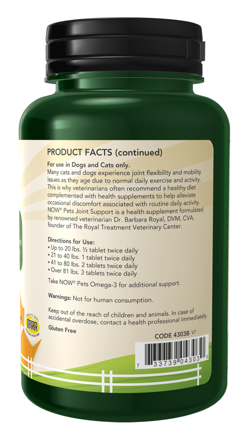 NOW Foods - Podpora za sklepe pri hišnih ljubljenčkih, 90 žvečljivih tablet - slika 2
