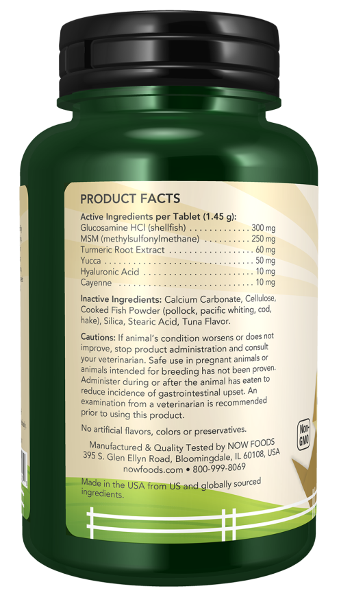 NOW Foods - Podpora za sklepe pri hišnih ljubljenčkih, 90 žvečljivih tablet - slika 3