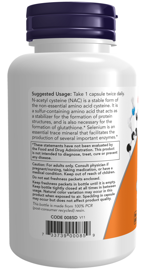 NOW Foods - NAC z selenom, 600 mg, 250 kapsul - slika 3
