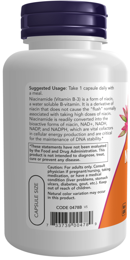 NOW Foods - Nikotinamid, 500 mg - 100 kapsul - slika 3