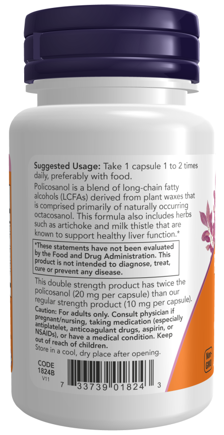 NOW Foods - Polikosanol, 20 mg, 90 kapsul - slika 3