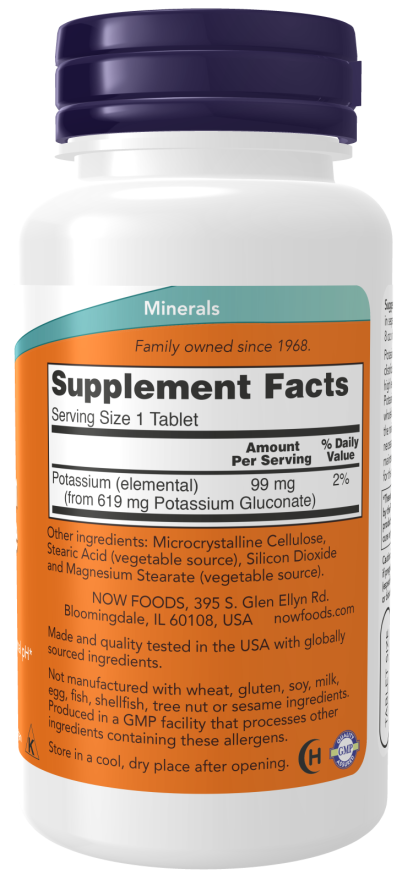 NOW Foods - Kalijev glukonat, 99 mg - 250 tablet - slika 2