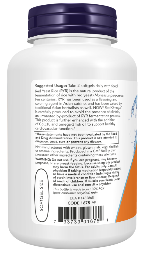 NOW Foods - Rdeča Omega (Rdeči Rižev Kvas) - 90 mehkih kapsul - slika 3