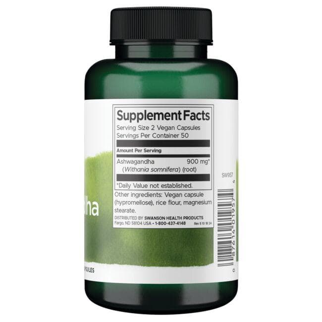 Swanson - Ashwagandha s polnim spektrom + 450 mg - 100 kapsul - slika 2