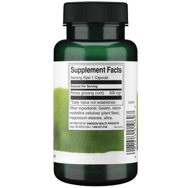 Swanson - Korejski ginseng 500 mg, 100 kapsul - slika 3