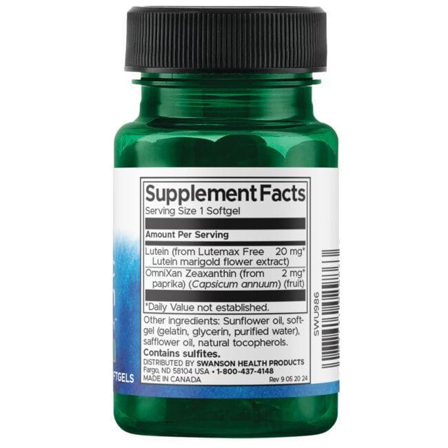 Swanson - Sinergijsko zdravje oči Lutein & Zeaksantin, 60 mehkih kapsul - slika 2