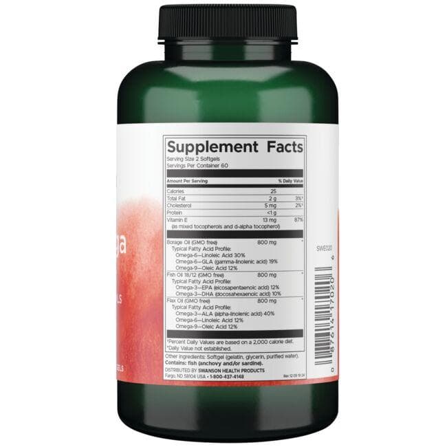 Swanson - MultiOmega 3-6-9 z olji lanenih semen, borage in rib - 120 mehkih kapsul - slika 2