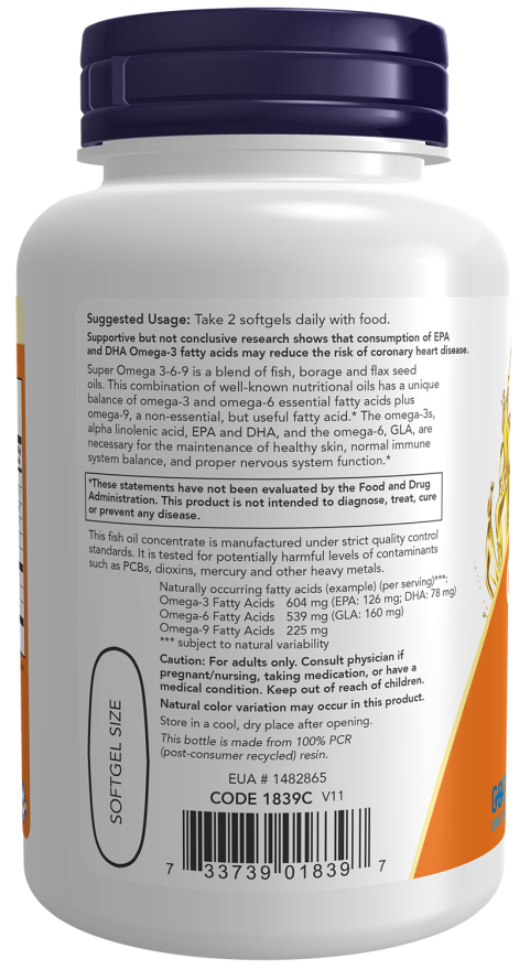 NOW Foods - Super Omega 3-6-9, 1200 mg, 90 mehkih kapsul - slika 3