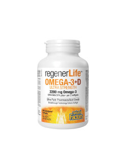 Natural Factors RegenerLife Omega-3+D Ultra Strength 2200 mg / 1000 IU (90 Softgels)