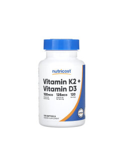Nutricost - Vitamin K2 (MK7) (100 mcg) + Vitamin D3 (5000 IU) (120 Softgels)